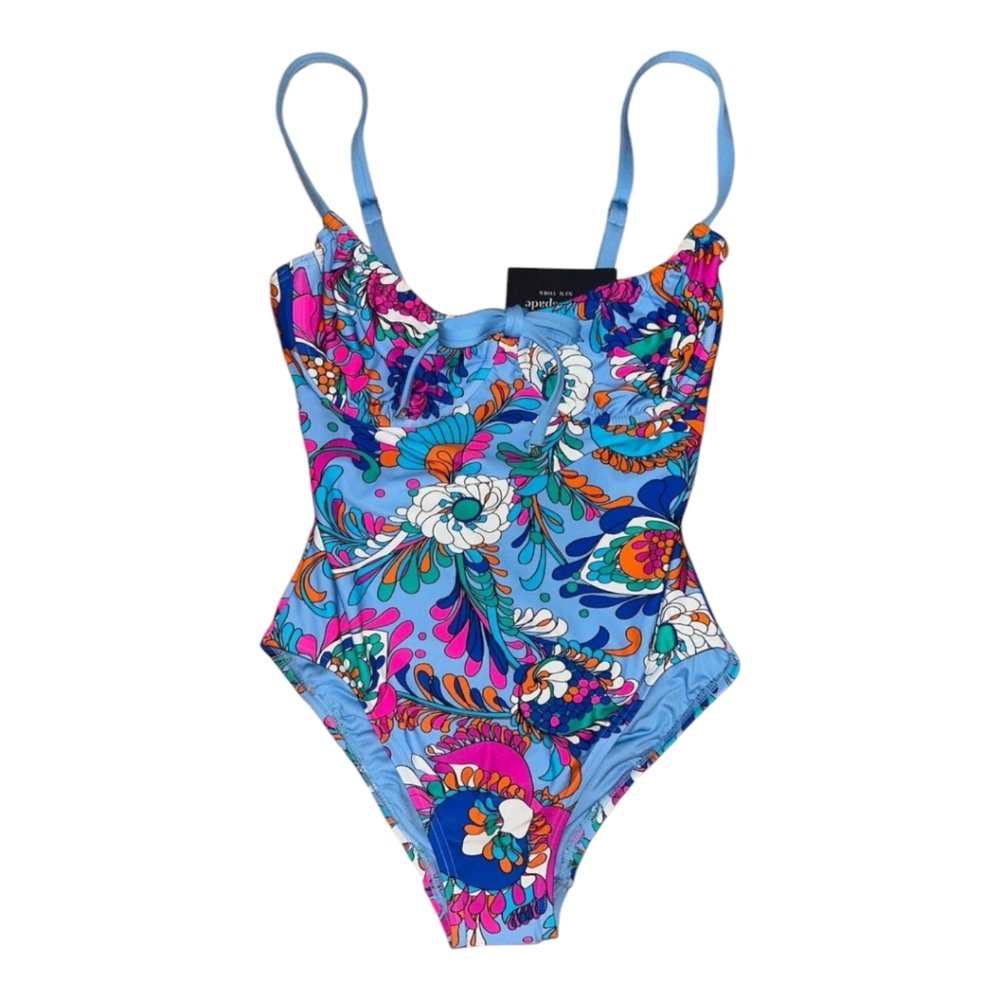 Kate Spade Spring Water Paisley Floral One Piece Swimsuit Small NWT Tie Front